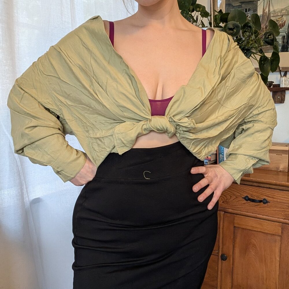 New York Studio - 90s 100% silk tunic - sage - Medium